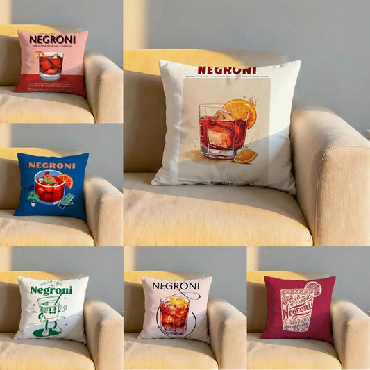 Negroni Cocktail Cushion Cover Soft Reversible & Durable Pillow Cover – Multi-Scene Use for Home & Car Daily Comfort
