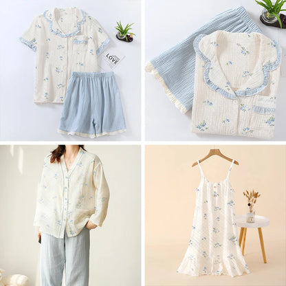 135x50/500cm Soft Pure Cotton Double-Layer Crepe Fabric For Summer Dress Bedding Home Wear Pajama DIY Clothing Cloth TJ20572