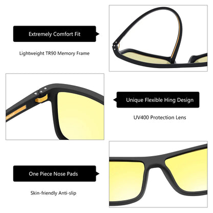 ZENOTTIC Retro Polarized Sunglasses for Men Lightweight TR90 Frame UV400 Protection Square Sun Glasses Night Vision Goggles