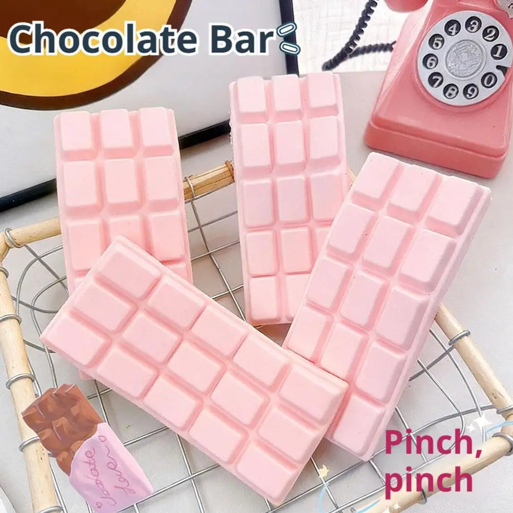 Pink Slow Rising Chocolate Bar Squishy Toy  Food Squishies Office Sensory Stress Relief Squeeze Toys for Adults, Fidget Toy Gift
