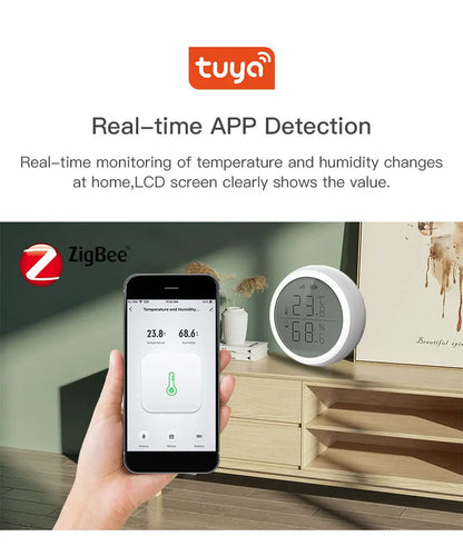 Temperature and Humidity Sensor With LCD for ZigBee Smart life APP Google Alexa Voice Control Support Multi-mode Gateway Option