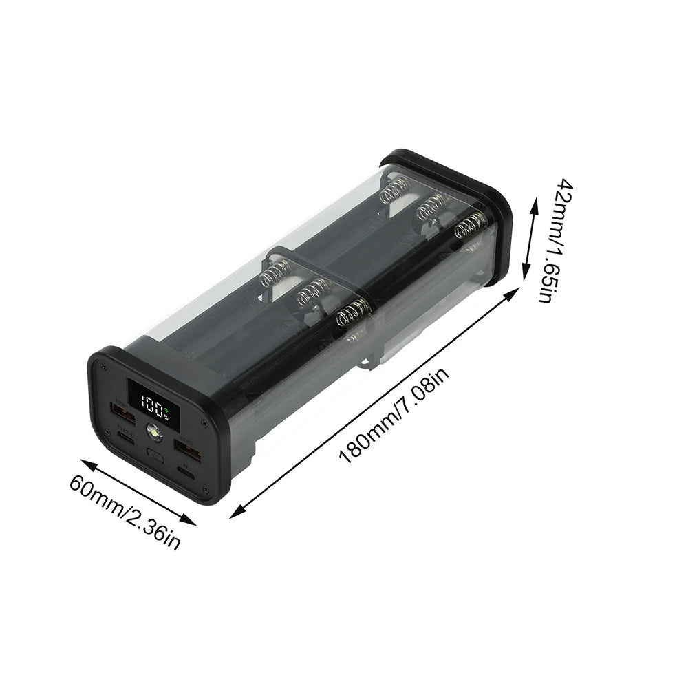 22.5W Fast Charging Power Bank Case No-Solder 6/12-Cell 18650 Battery Holder PD Power Supply Battery Energy Storage Box Kit