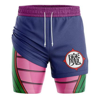 2026 Summer Dragon Ball Z Demon Mark Piccolo 2-in-1 Double Layer Gym Shorts Oversized Men's Fitness Retro Unisex Athletic Shorts