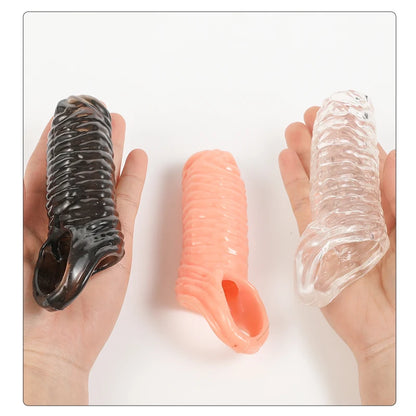 Penis Sleeve Reusable Sexy Toys for Men Penis Silicone Cock Sleeve Massage Adult Products For Woman Gay Penis Toys Sexual Goods