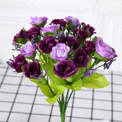 Simulated Rose Bouquet Home Decoration Small Rose Camellia Wedding Decoration Artificial Flowers Garden Decoration
