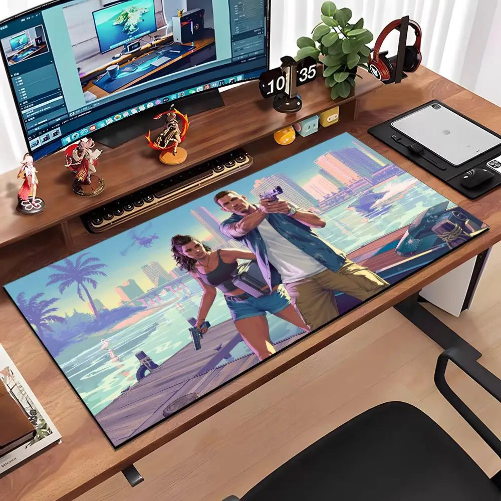 Game G-gta 6 Mouse Pad Large Anti-Slip Rubber Gaming MousePad Durable Desk Pad Thick Seam Edge Suitable For Office And Gaming