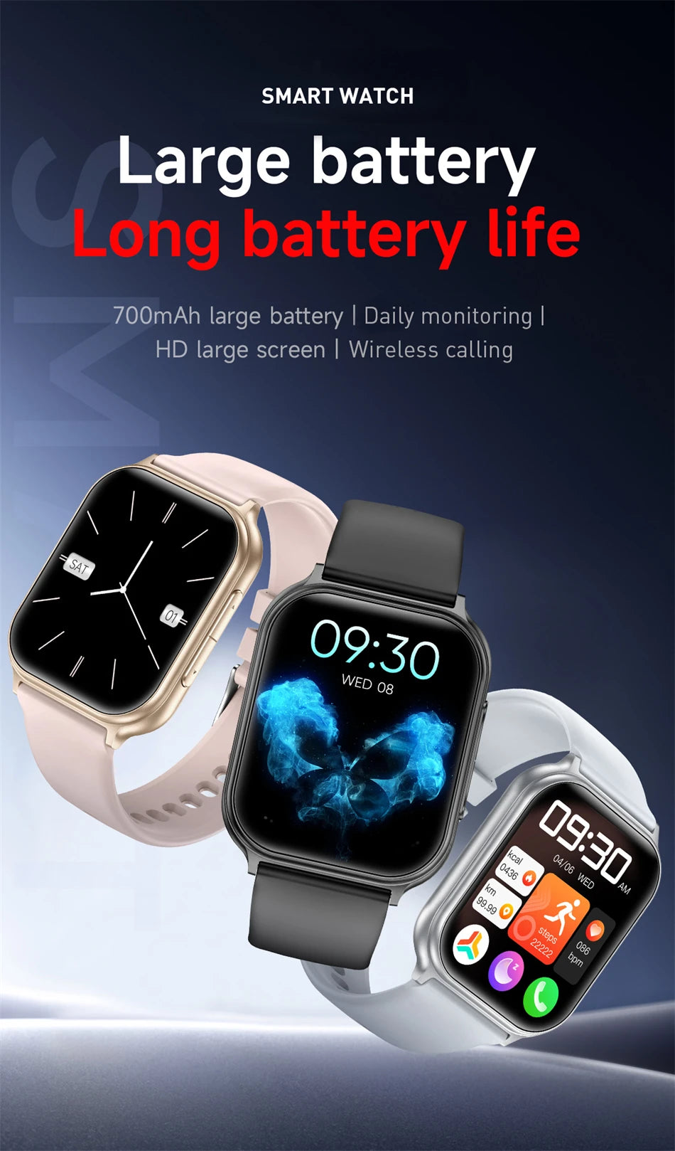 1.83" Smart Watch Sleep Heart Rate Monitor BT Call Messages Notifications Sports Fitness Tracker Watch for Women Men Android iOS