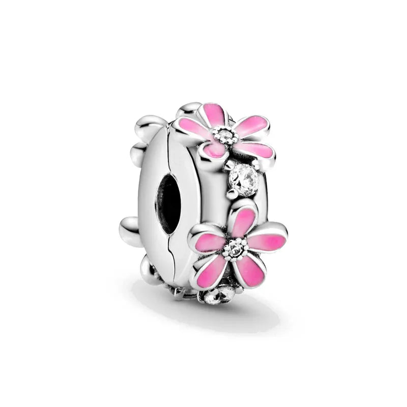 2025 Hot selling 925 Silver Pink Bird Moon Pendant Suitable for European Bracelets DIY Accessories Women's Charm Jewelry Gifts