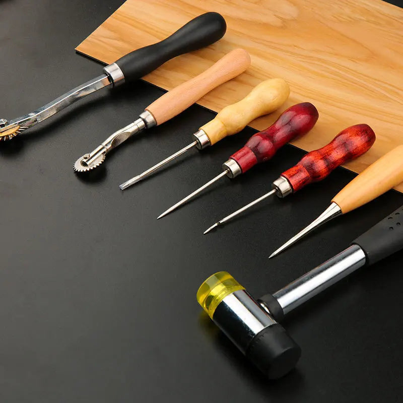 Leather Craft Tool Kit Leather Hand Sewing Repair Kit Stitching Punch Carving Work Groover Set DIY Tool Set Professional