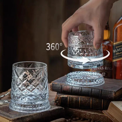 280ML Rotating Whiskey Glass Creative Crystal Premium Beer Cup Str Relief Liquor Cup With Base Straight Drink Mold Wine Glass