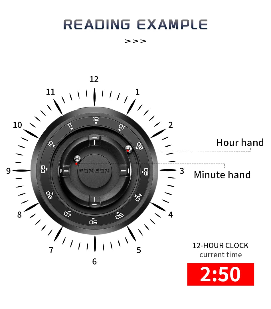 FOXBOX Watch Planet Design Fashion Floating Magnetic Pointer Free Ball Bearing Creative Simple Waterproof Quartz Watch for Men