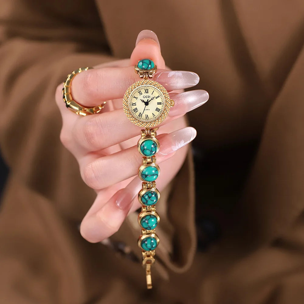 Women Bracelet Watch Ancient Luxury Premium Cat Eye Stone Colorful chain Watches Waterproof Ladies Fashion Quartz Wristwatch