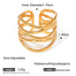 Stainless Steel Metal Irregular Line Open Rings For Women Minimalist Gold Color Geometric Curved Adjustable Ring Jewelry Gift