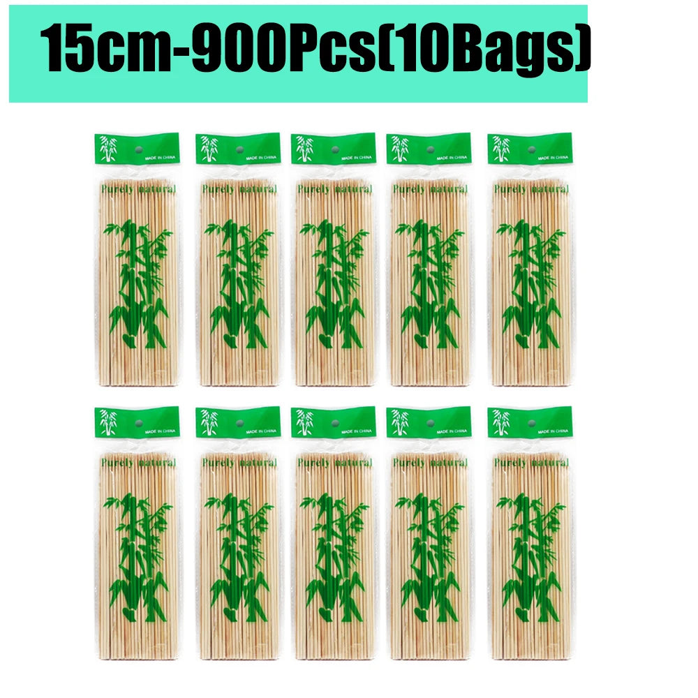 90-1350Pcs Bamboo Wooden BBQ Skewers Sticks Disposable 15/20/25/30cm for Grilling, Fruit, Kabob,BBQ, Barbecue, Camping, Outdoor