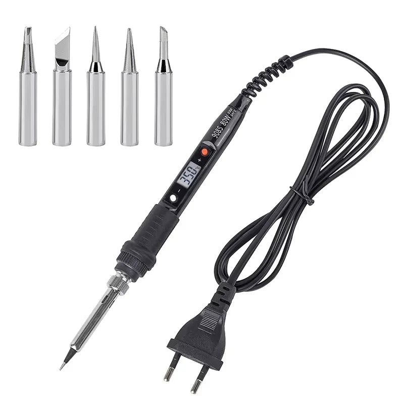 JCD 80W Digital Electric Soldering Iron Kit Temperature Adjustable 220V 110V Welding Tools Ceramic Heater Soldering Tips Rework