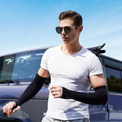 2 Pcs (1 Pair) Women's Ice Silky Fiber Fabric Arm Sleeves, Cooling Arm Covers for Running, Fishing, Cycling