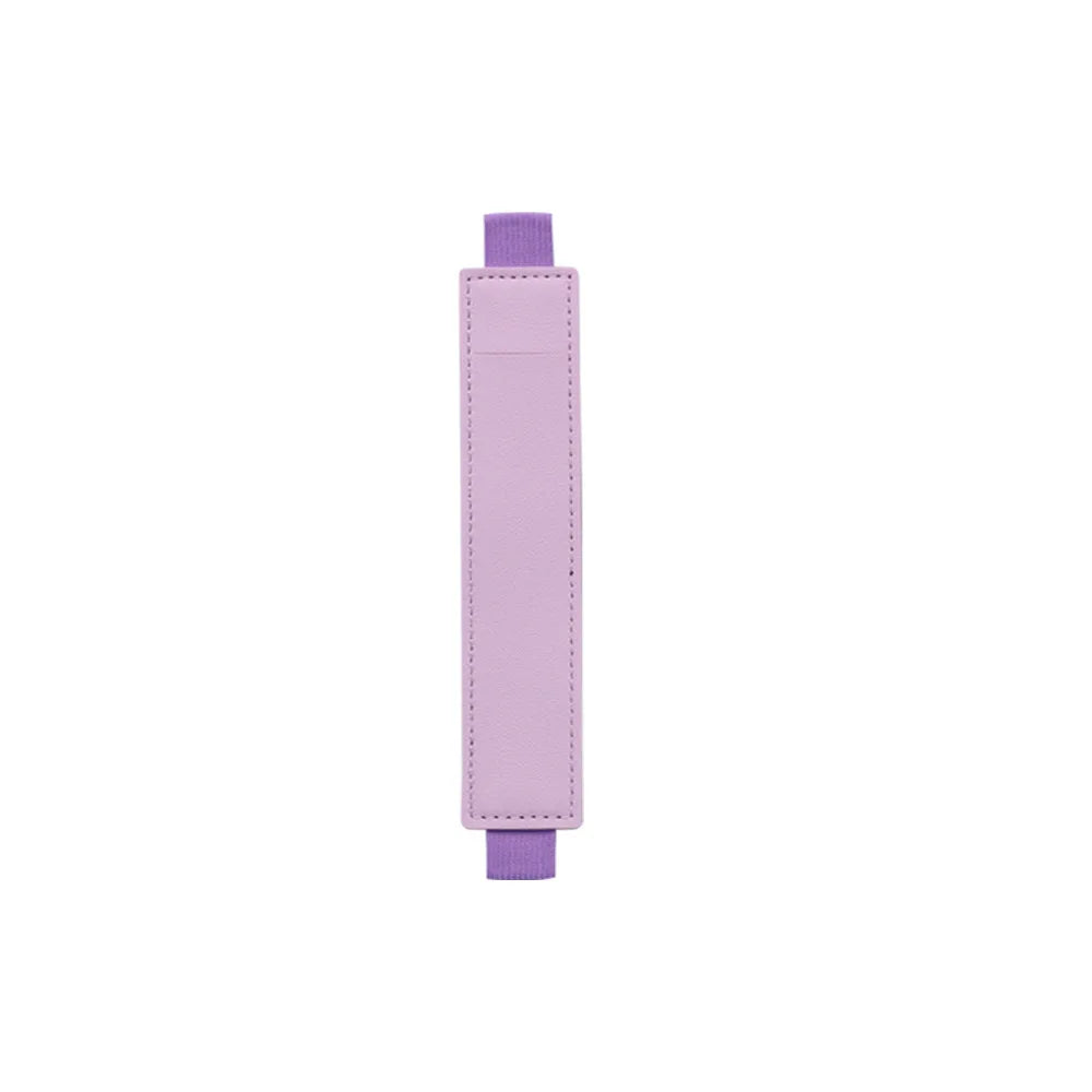 Pu Leather Pen Bag Elastic Buckle Book Notebook Fashion School Pen Case for Office Meeting Easy Carry Office Student Stationery