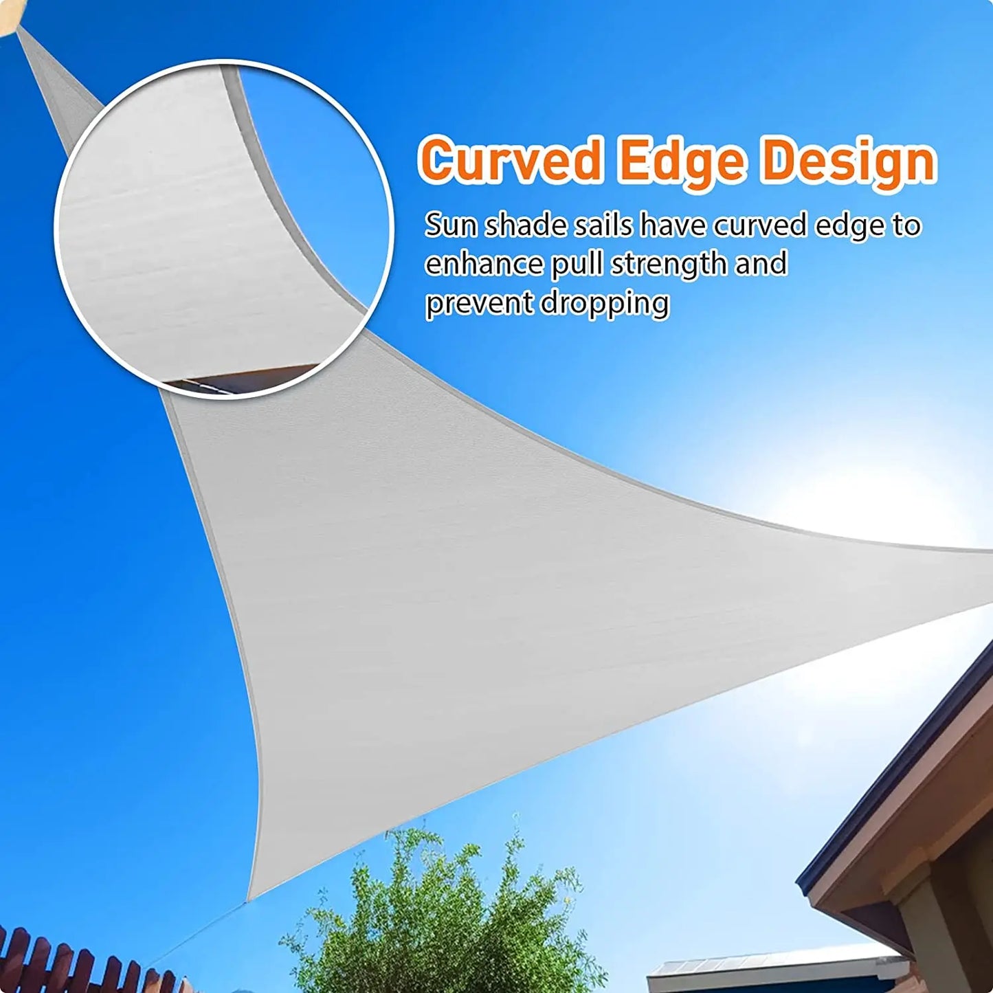 Triangle Sun Shade Sail Canopy UV Block Sun Shelter with Fixing Kits for Outdoor Patio Pool Beach Backyard Garden Sunscreen Tent