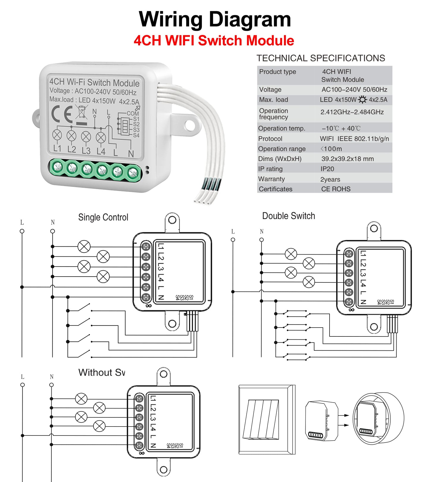 Tuya WiFi Zigbee Smart Switch Module Electrical Switching Breaker 1/2/3/4Gang Lighting Switch Module Mobile APP Control Alexa
