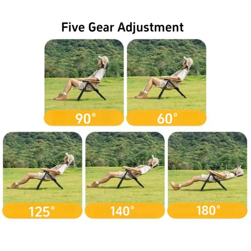 New Upgraded Kermit Chair 5 Gear Adjustable Angle Folding Chair Outdoor Camping High Back Chair Garden Recliner Fishing Chair