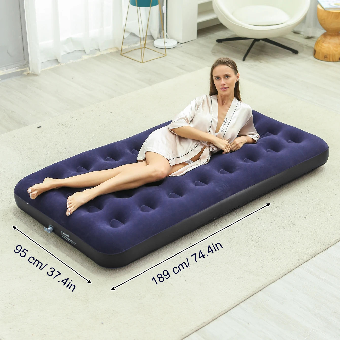Single Size Air Mattress Inflatable Bed, Blow Up Mattress Camping Sleeping Pad