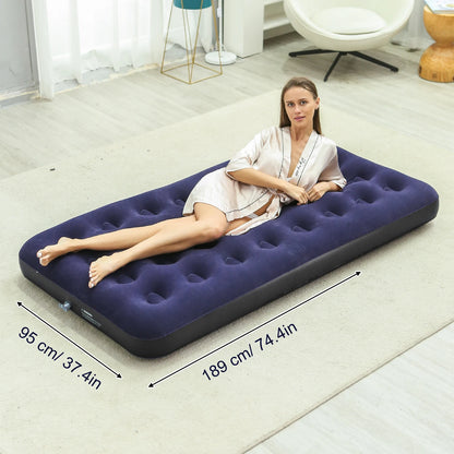 Single Size Air Mattress Inflatable Bed, Blow Up Mattress Camping Sleeping Pad
