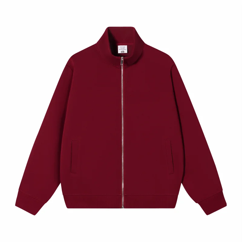 Custom Logo Jacket Unisex Zip Up Stand Collar Sweatshirt Personalized Printing Embroidery Casual Workwear Jacket for Men Women