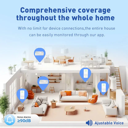 Tuya Zigbee Water Leak Sensor IP65 Rated Waterproof Remote Monitor Smart Life 90dB High-Volume Alarm Water Overflowing Detector