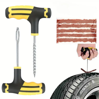 Car Tire Puncture Plugs Vacuum Tire Pass Emergency Repair Tools Glue Strips Glue Quick Repair Tire Repair Kit Patch Tool Set