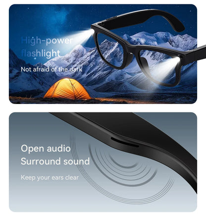 HD Camera Smart Glasses For Women Men Simultaneous Translation Eyewear Flashlight Audio And Video Recording Eyeglasses Music