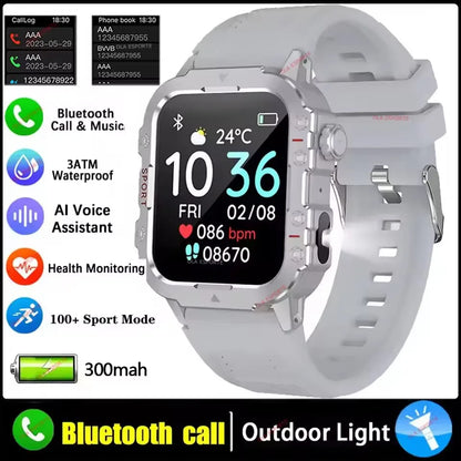 2026 New Military Smart Watch Men IP67 3ATM Outdoor Sports Fitness Tracker Blood Pressure Health Monitor BT Calls GPS Smartwatch