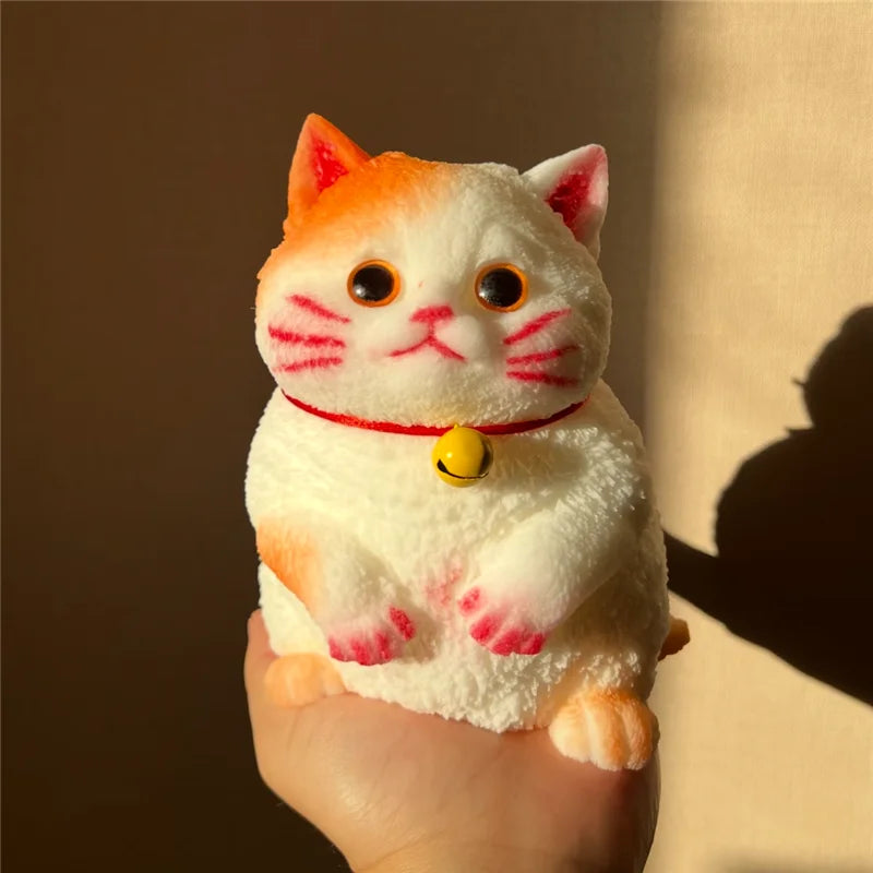 Cute Kawaii Cat Squishy Soft Silicone Stress Relief Squeeze Toy Anxiety Relief Desk Buddy Gift for Kids Adults Desk Decor Gift