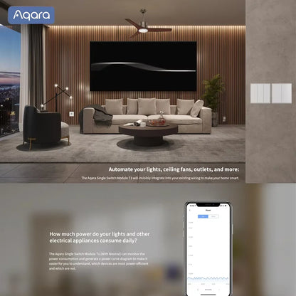Aqara Single Channel Control Module T1 Zigbee 3.0 Wireless Relay Controller 1 Channel No Neutral Remote Work with Apple Homekit