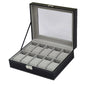 6/10/12Slots Gray Watch Boxes Watch Case with Large Glass Lid, Removable Watch Pillows, Watch Box Organizer, Gift for Loved Ones