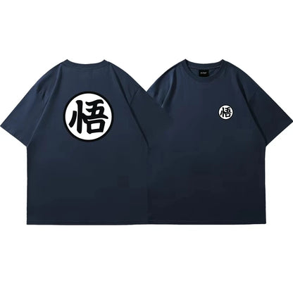2026 Summer Dragon Ball Goku Wu Character Orange Short-sleeved T-shirt Men's Pure Cotton College Wind COS Parent-child Clothing