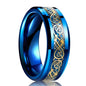 30 Colors Fashion 8MM Men Stainless Steel Celtic Dragon Rings Inlay Carbon Fiber Rings For Men Women Wedding Party Jewelry Gifts