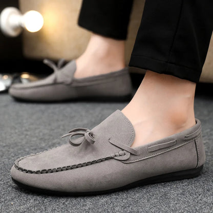 Summer Leather Loafers For Men Moccasins Comfy Faux Suede Casual Shoes Man Slip-on Shoes Breathable Non-slip Men's Driving Shoes