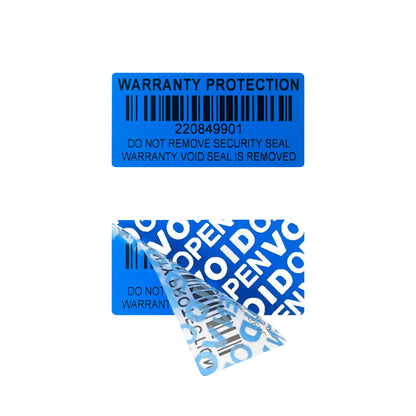100pcs Blue 40x20mm Tamper-Proof Warranty Stickers Anti-Counterfeiting Seal Labels with Serial Number Two-Dimensional Code