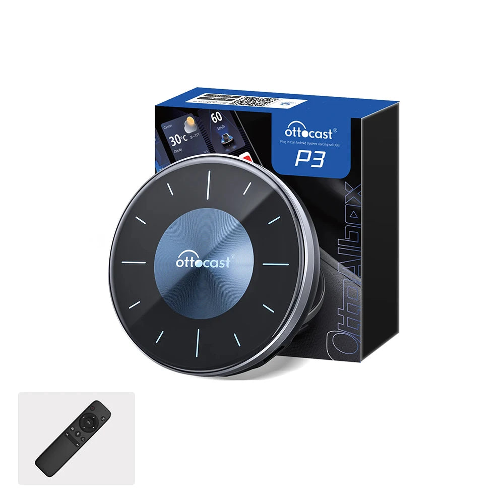 OTTOCAST P3 AI Box Android TV Box for HDMI out Wireless CarPlay Android Auto Car Accessories for Toyota VW Honda Kia Benz Nissan