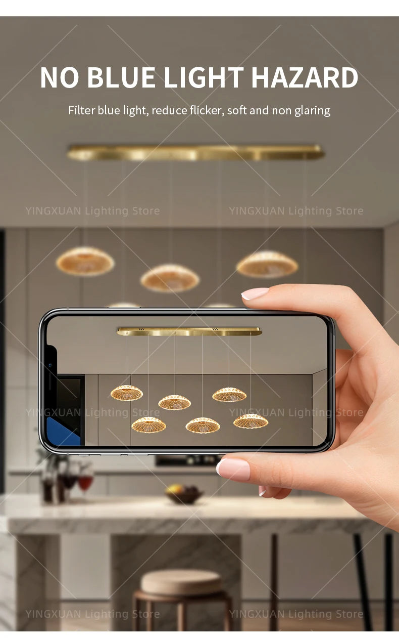 Modern Restaurant Pendant Lamp for Villa Dining Table Bar Kitchen Island Hanging Light for LED Glass Dining Room Chandelier