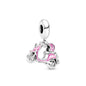 2025 Hot selling 925 Silver Pink Bird Moon Pendant Suitable for European Bracelets DIY Accessories Women's Charm Jewelry Gifts