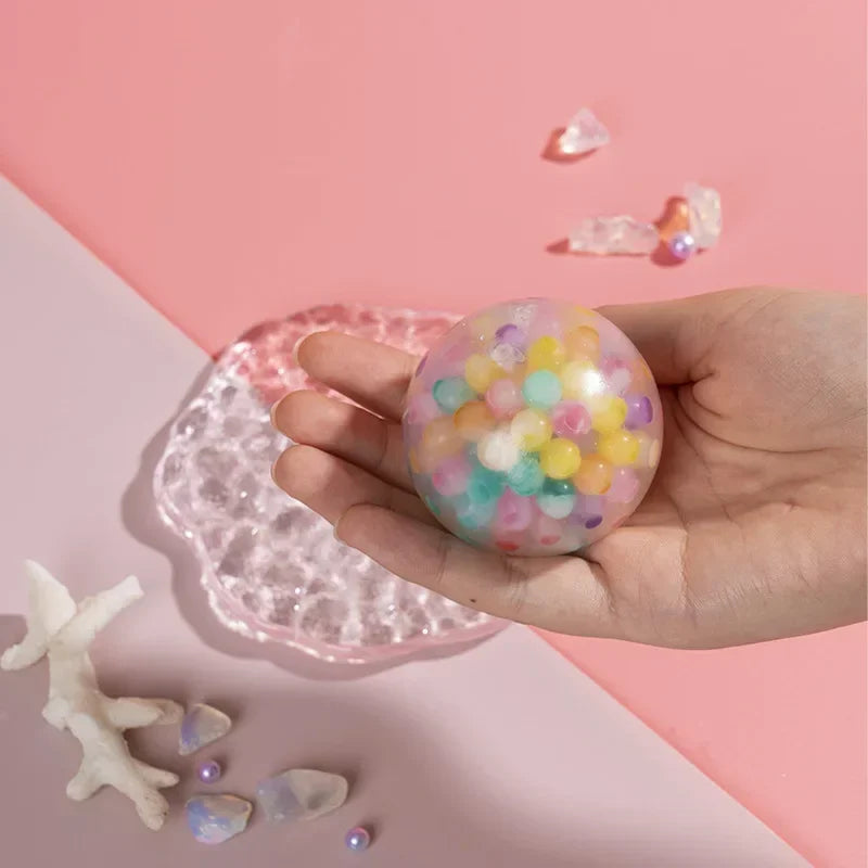 The Rainbow Bead Pressure Reducing Ball Squishy Fidget Toys Funny Stress Reliever Reduce Pressure Prop for Childrens and Adults