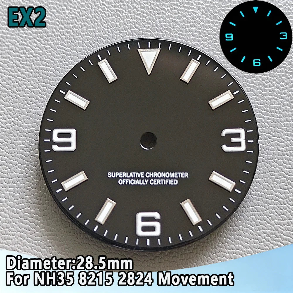 28.5mm NH35 Watch Dial Luminous Dials Single Calendar Dial Suitable For NH35 Movement Can Support DIY Dial Customization Logo
