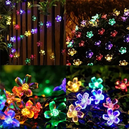 1pc 5/7/12/22M Solar String Sakura Lights 20/50/100/200LEDS Outdoor Waterproof Festival Garden Decorative Lights