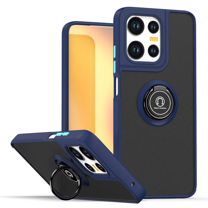 Shockproof Matte Armor Case For Motorola Moto G35 G55 G75 G85 G56 G86 5G G05 G15 Magnetic Holder Ring Stand Hard PC Back Cover