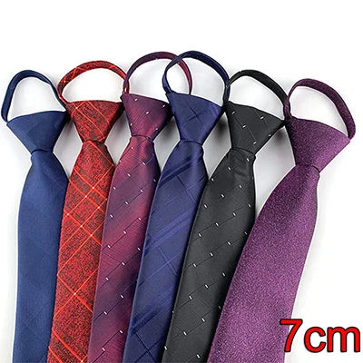 HUISHI Pre-tied Zipper Tie Neck Mens Skinny 5cm Zipper Neckties Red Black Blue Solid Color Slim Narrow Entertainment Party