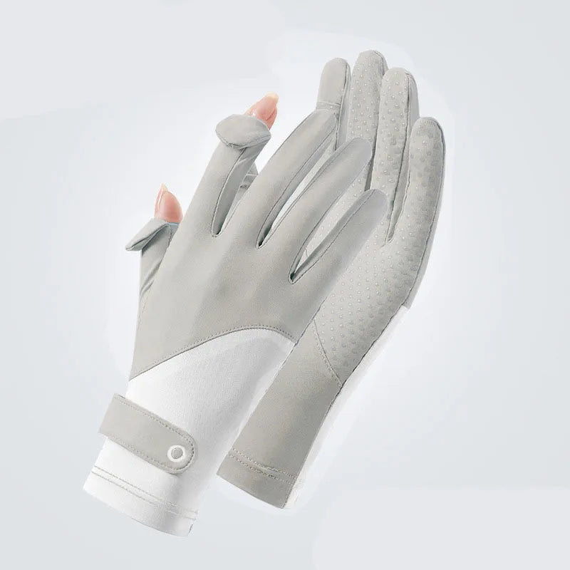 Summer Gloves Breathable Women Thin Ice Silk Cycling Driving Gloves Touch Screen Quick Dry Sunscreen Non-slip Riding Gloves