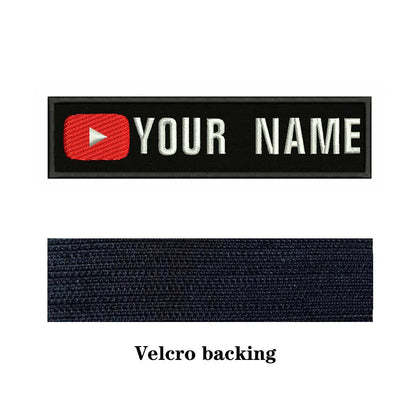 YouTube Logo 10X2.5cm Embroidery Custom Name Text Patch Stripes Badge Iron On Or  Patches