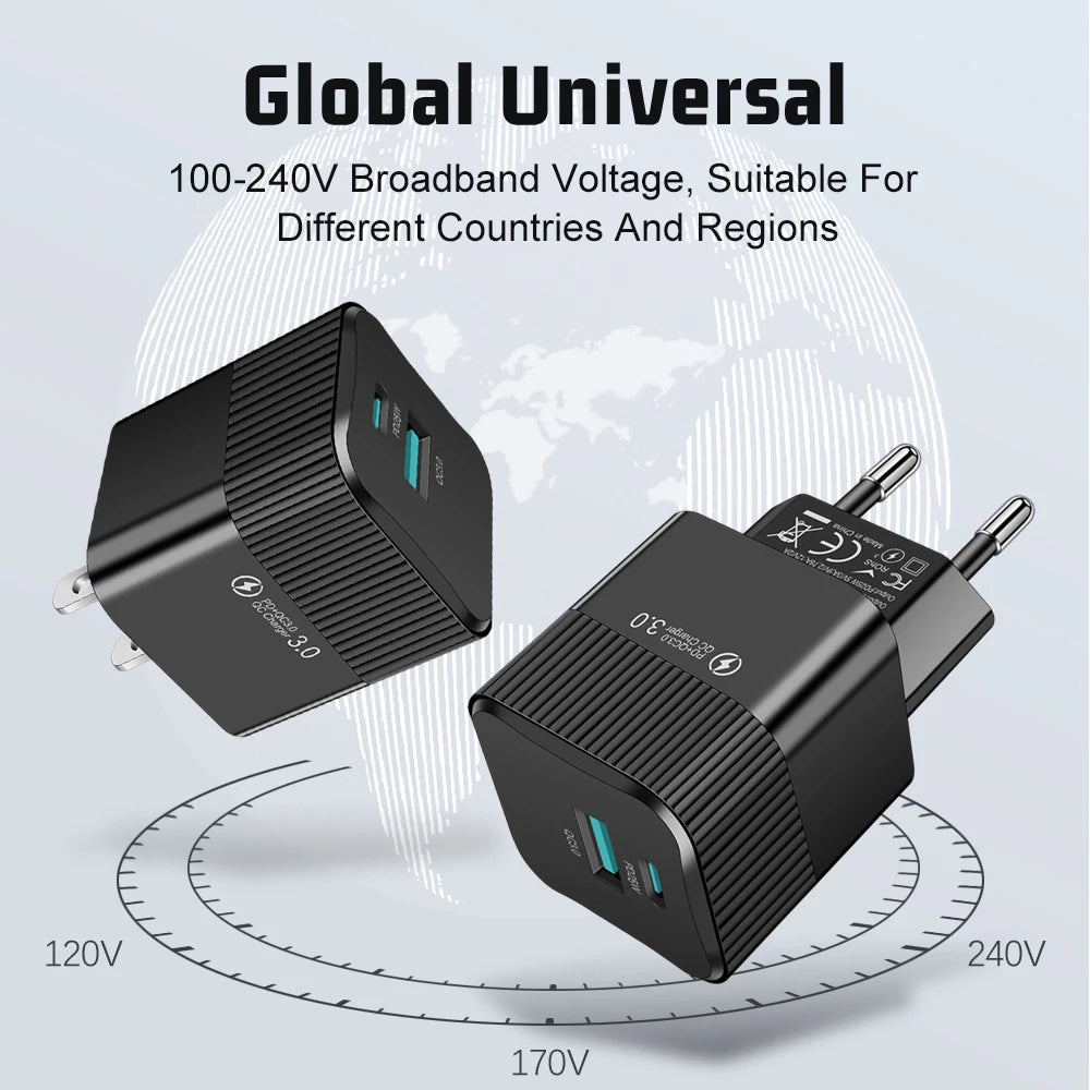 2 Ports PD 25W USB C Fast Charger KR EU  Mini Travel Plug Phone Fast Charging Adapter for iPhone 15 Pro Max Oneplus