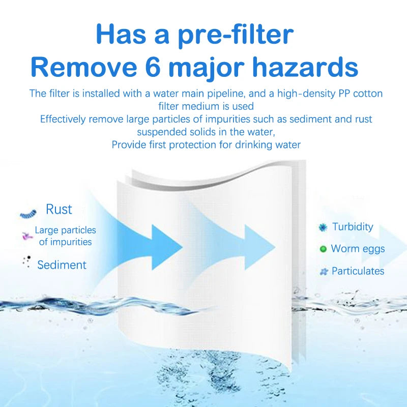 Pre-Filter Water Filter PP Cotton Filter Purifier Removal Heavy Metal Purifier Shower Washing Machine Filter Home Healthproduct